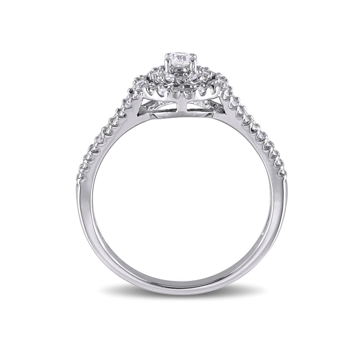 1/5 Carat (ctw) Diamond Split Shank Halo Ring in Sterling Silver Image 4