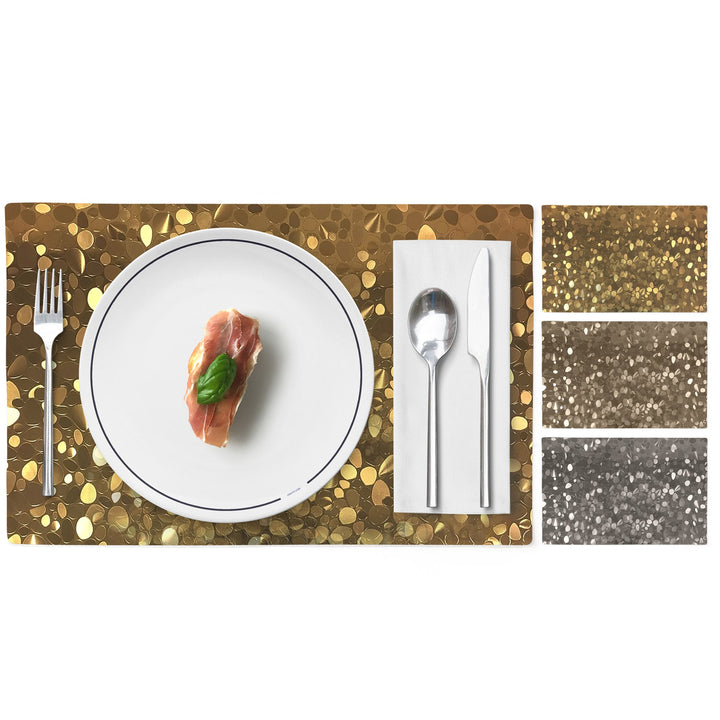 4-Piece: Non-Slip Heat Resistant Metallic Rectangular Place Mats for Dining Table 12 x 18" Image 1