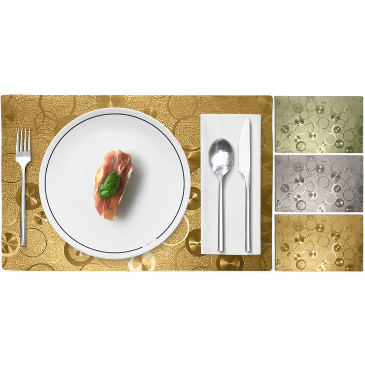 4-Piece: Non-Slip Heat Resistant Metallic Rectangular Place Mats for Dining Table 12 x 18" Image 3