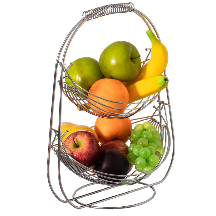 2 Tier Metal Fruit Holder Detachable Countertop Storage Organizer 9 D x 11.5 W Image 1