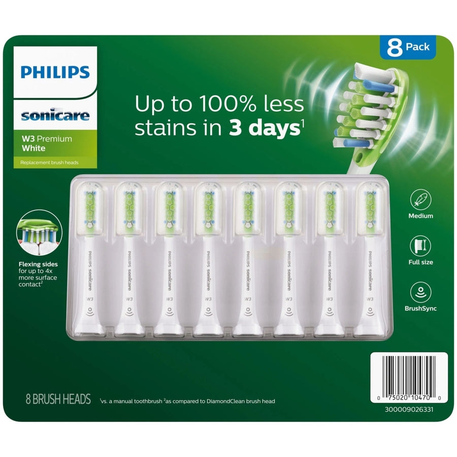 Philips Sonicare W3 Premium White Replacement Brush Heads (8 Count) Image 1