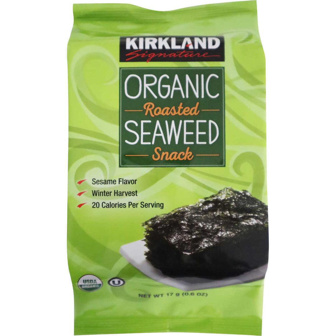Kirkland Signature Organic Roasted Seaweed with Sesame Oil, 0.6 Ounce (10 Count) Image 1