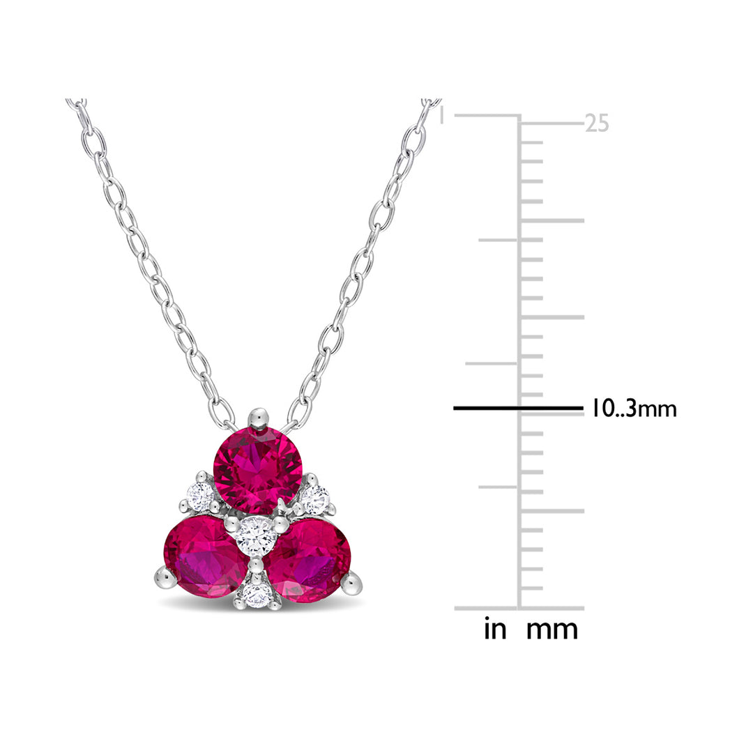 1.45 Carat (ctw) Lab-Created Ruby and White Sapphire Heart Pendant Necklace in Sterling Silver with chain Image 2