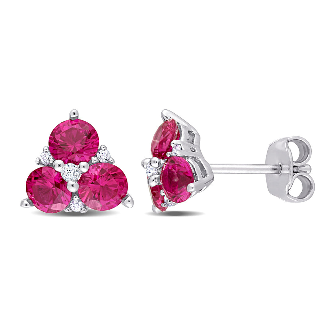 1.87 Carat (ctw) Lab-Created Ruby and White Sapphire Earrings in Sterling Silver Image 1