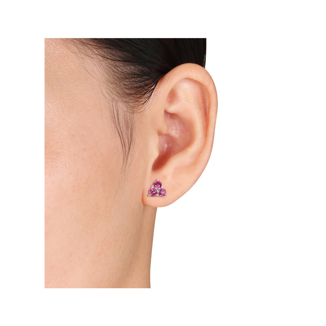 1.87 Carat (ctw) Lab-Created Ruby and White Sapphire Earrings in Sterling Silver Image 4