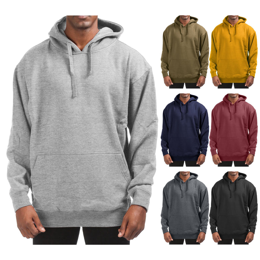 Mens Fleece Pullover Hoodie Cotton Blend Lightweight Big Tall Sizes Pocket Image 1