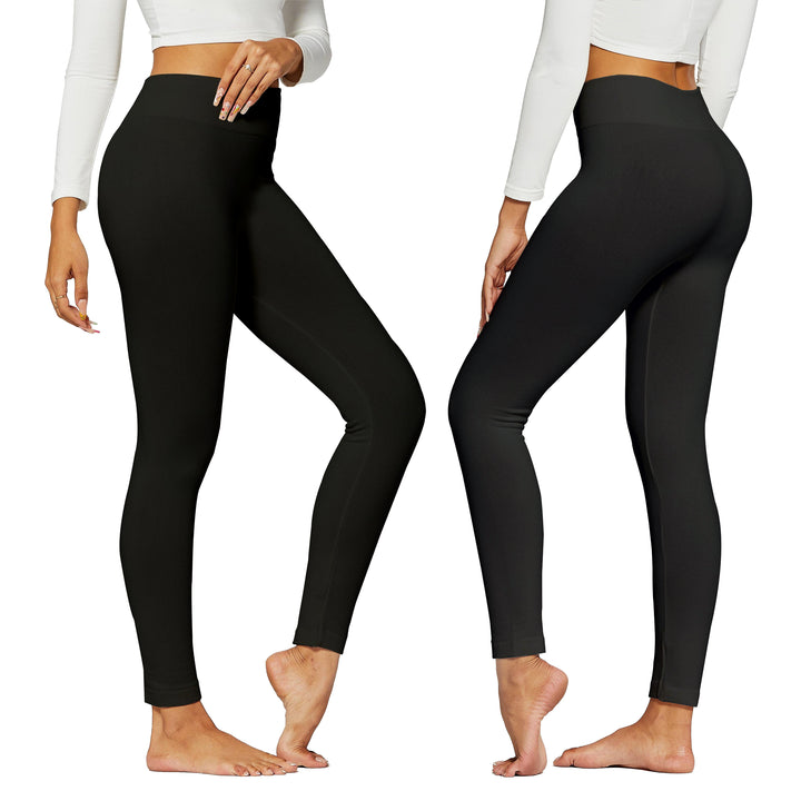 4-Pack:Womens Premium Quality High-Waist Fleece-Lined Leggings (Plus Size Available) Image 4