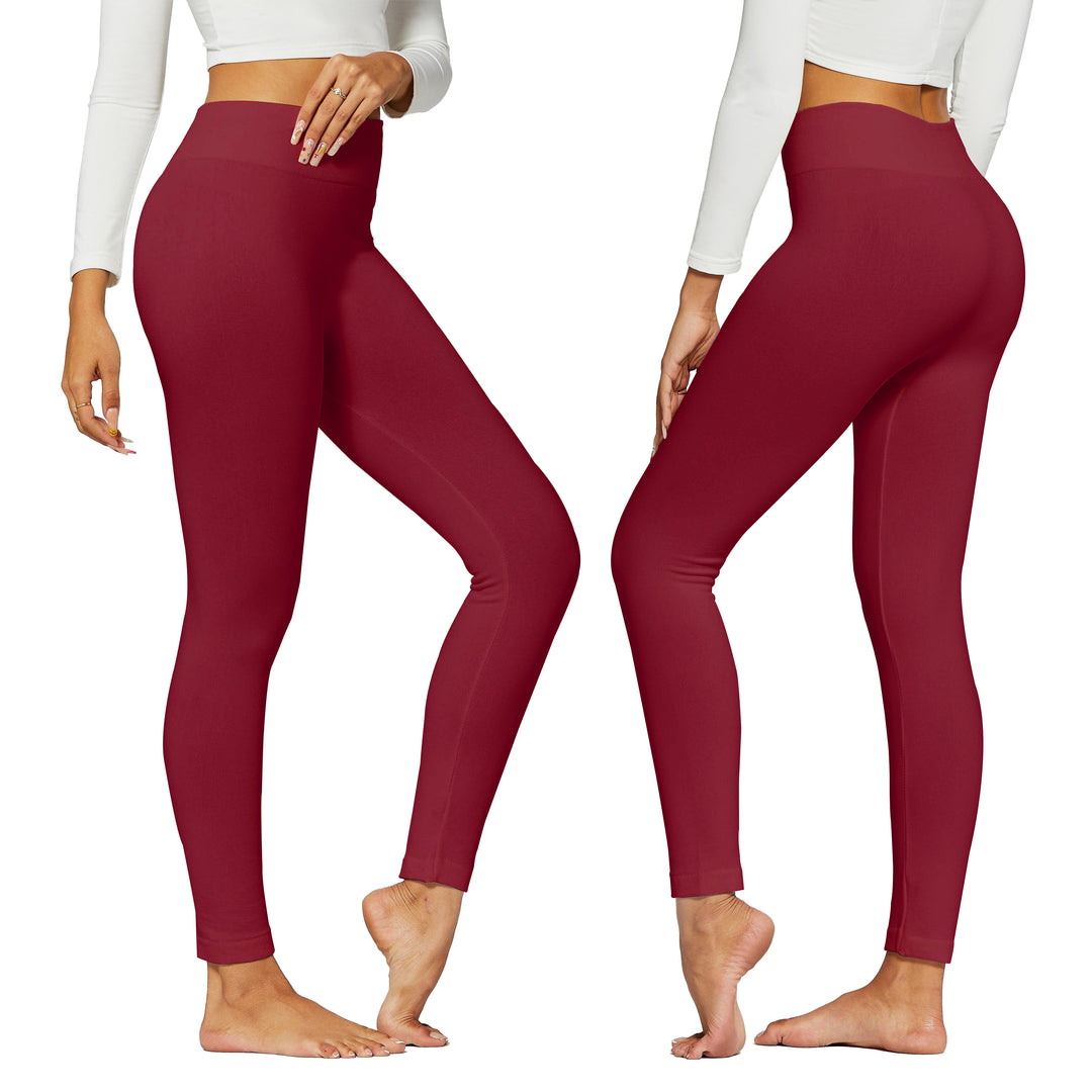 4-Pack:Womens Premium Quality High-Waist Fleece-Lined Leggings (Plus Size Available) Image 6