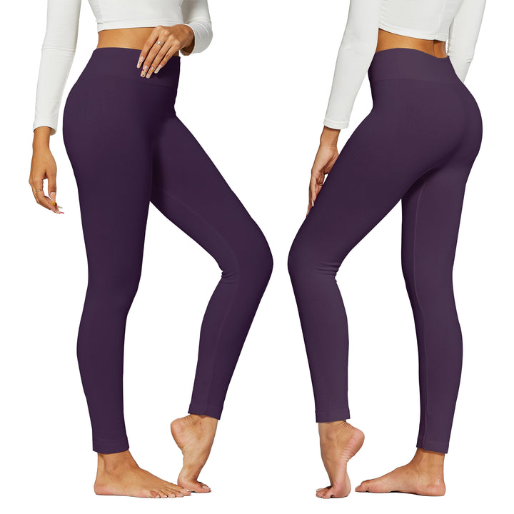 4-Pack:Womens Premium Quality High-Waist Fleece-Lined Leggings (Plus Size Available) Image 8