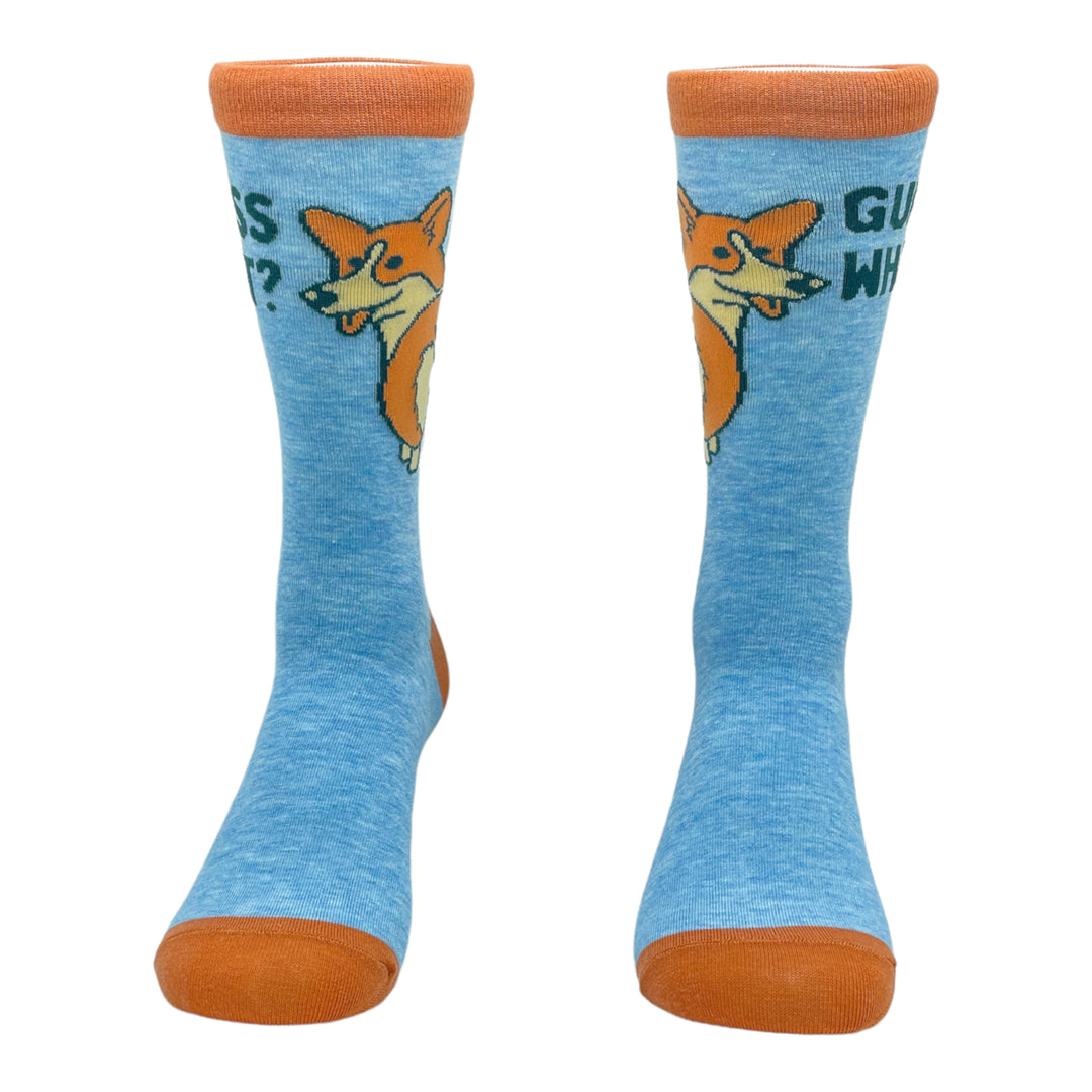 Womens Guess What Corgi Butt Socks Funny Small Breed Pret Puppy Dog Novelty Footwear Image 4