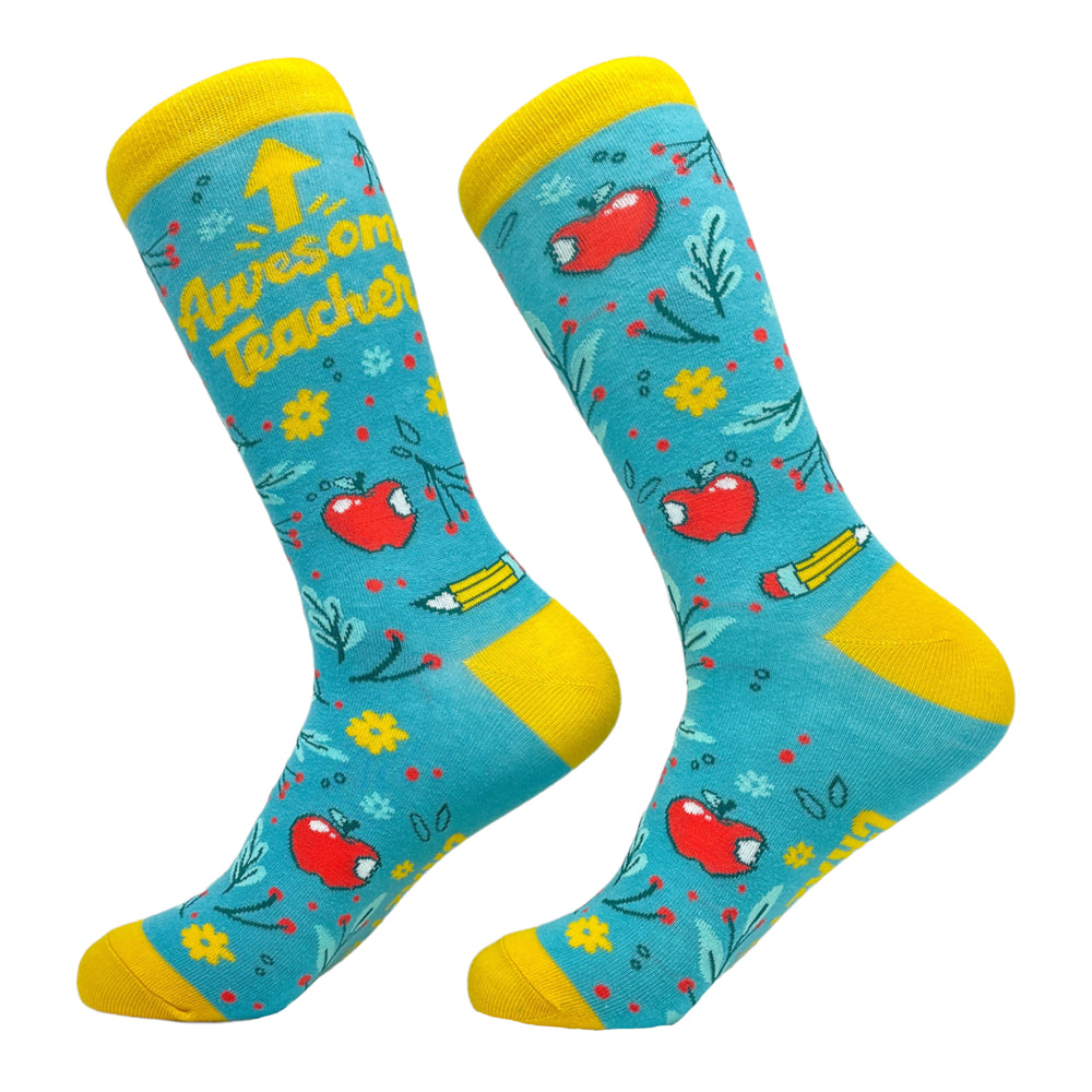 Womens Awesome Teacher Socks Funny School Teacher Instructor Apprecation Graphic Footwear Image 2