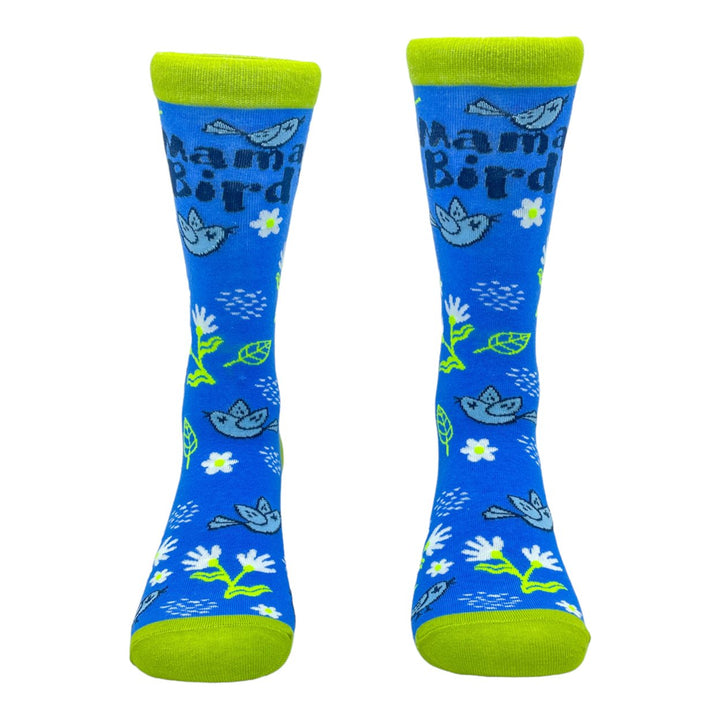 Womens Mama Bird Socks Funny Cute Bluebird Mothers Day Footwear For Mom Image 4