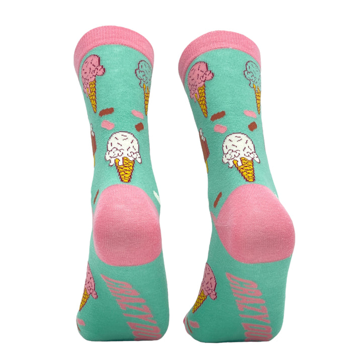 Womens Ice Cream Socks Funny Frozen Treat Dessert Vanilla Chocolate Cone Graphic Novelty Footwear Image 6