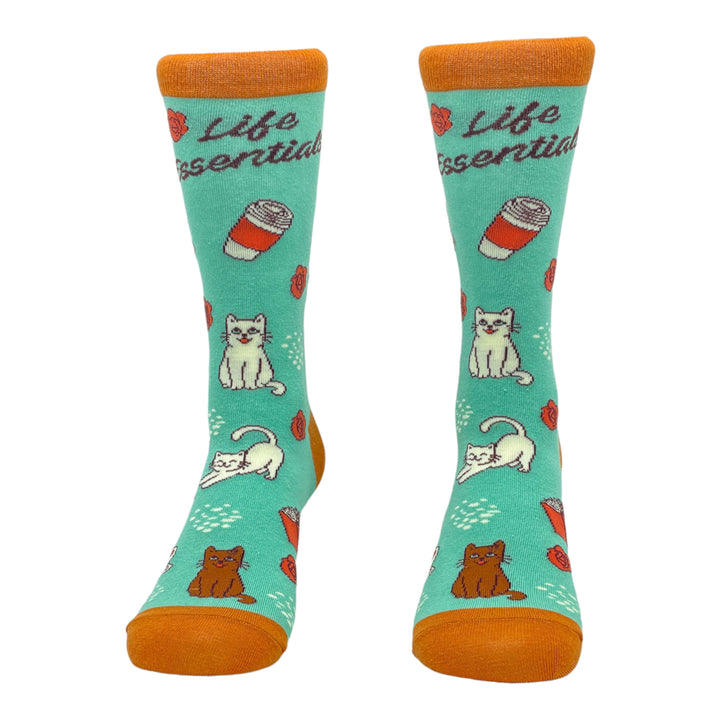 Women's Life Essentials Coffee Cats Books Socks Funny Pet Cat Animal Lover Graphic Novelty Footwear Image 4