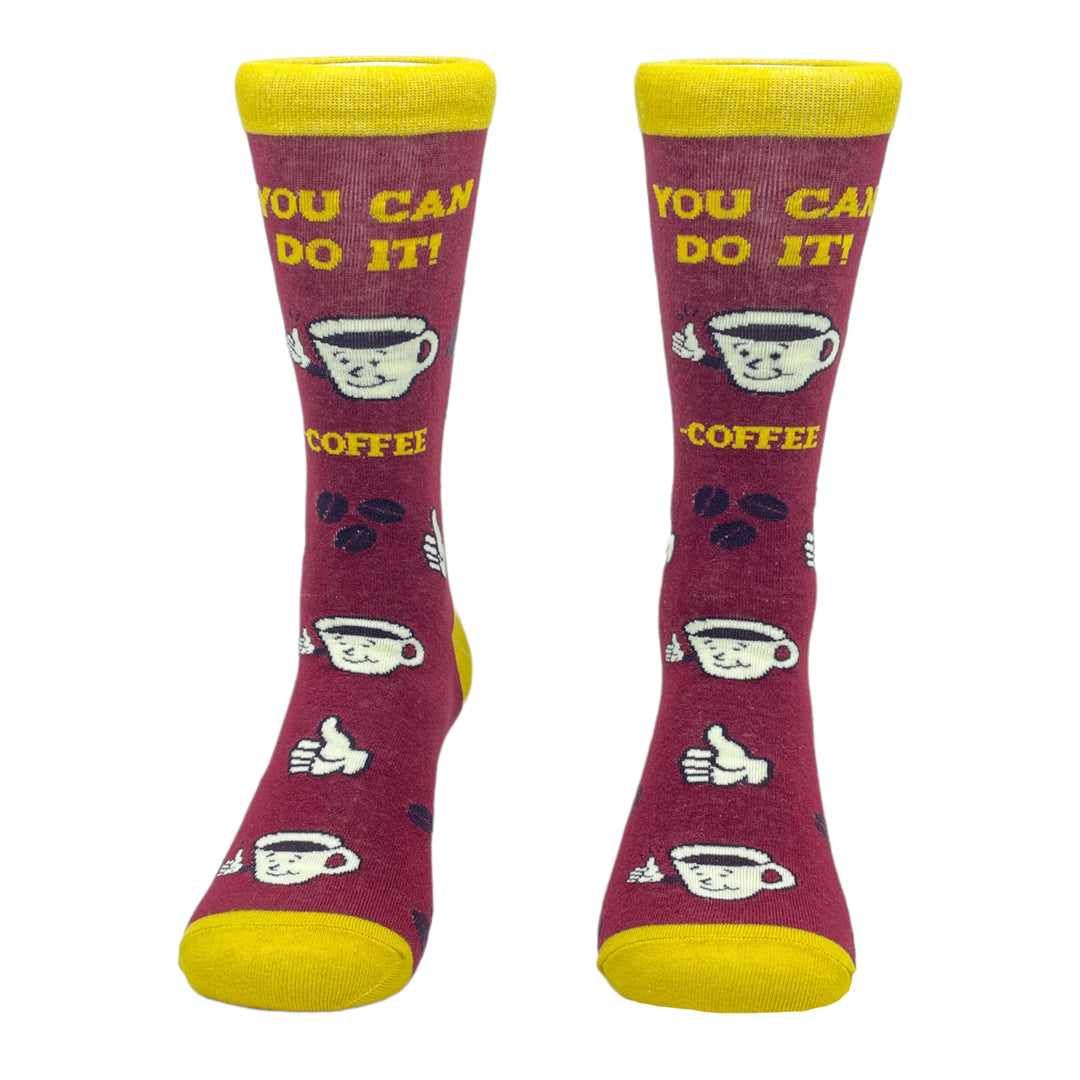 Womens You Can Do It Coffee Socks Funny Cafe Lover Cup Of Joe Graphic Novelty Footwear Image 4