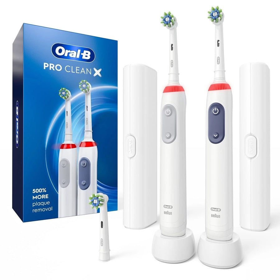 Oral-B Pro Clean Rechargeable Toothbrush (2 Pack + 3 Brush Heads) Image 1