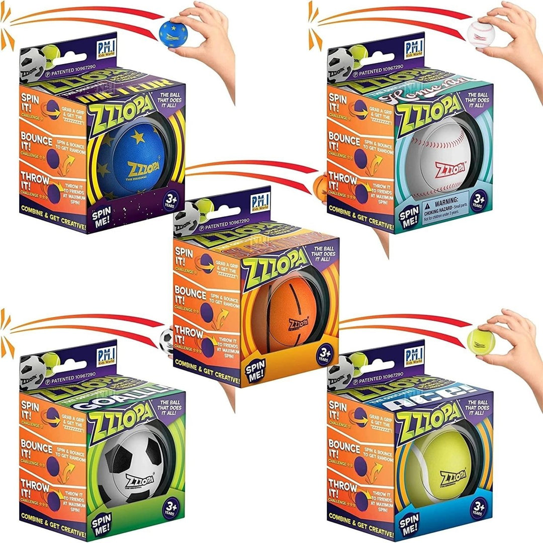 Original ZZZOPA Fidget Stress Ball Variety 5pk Spin Bounce Throw It Bundle PMI International Image 1