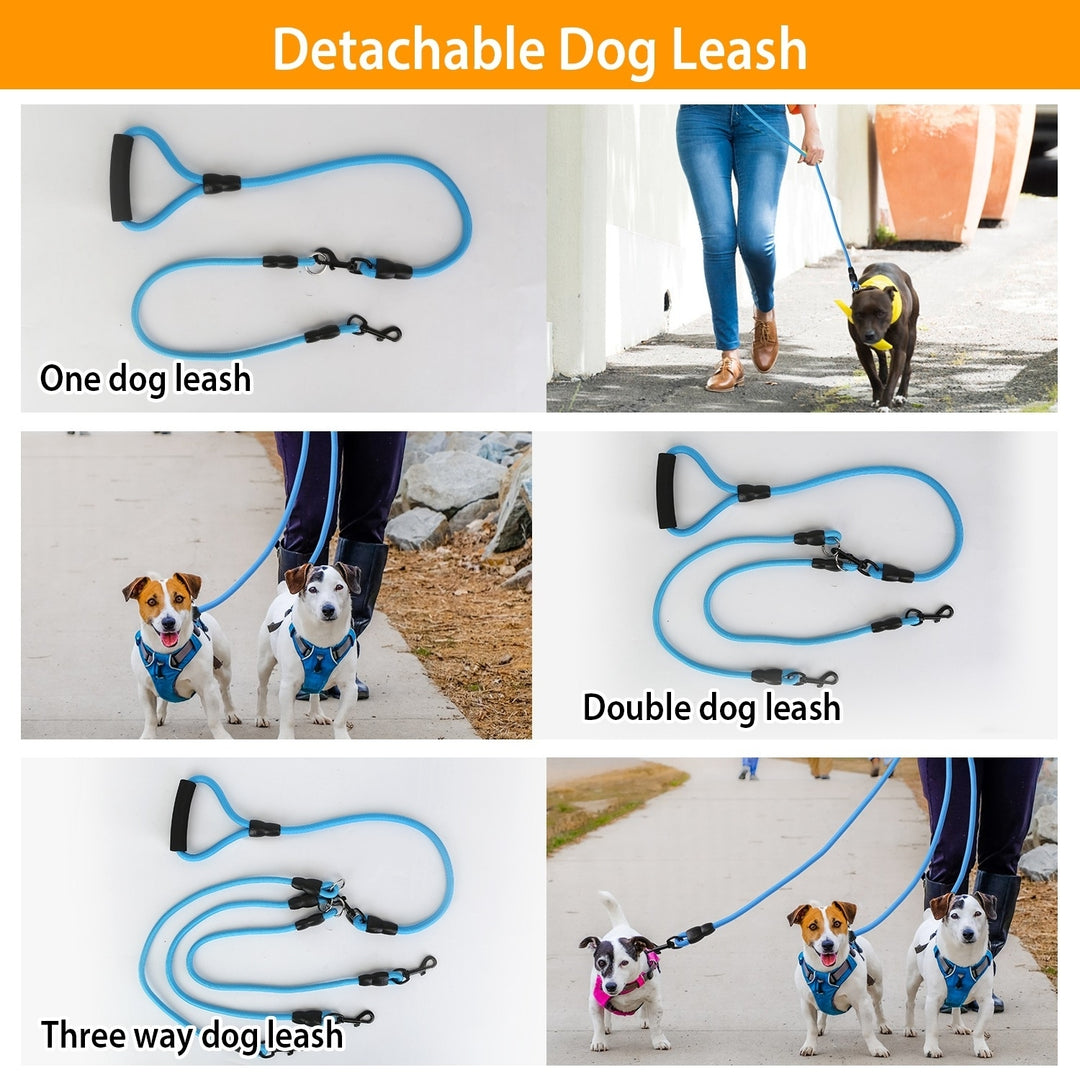 3 Dog Leash Traction Rope Padded Handle 4.6ft Blue Durable No Tangle Lead Image 4