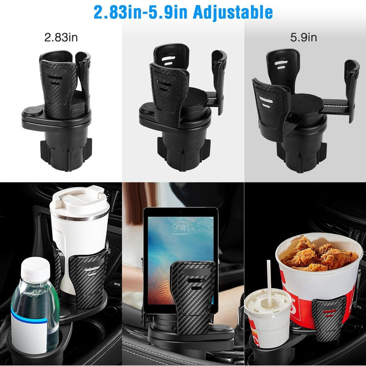 Universal Car Cup Holder Adapter Expander Adjustable Base Black ABS Multifunctional Image 2