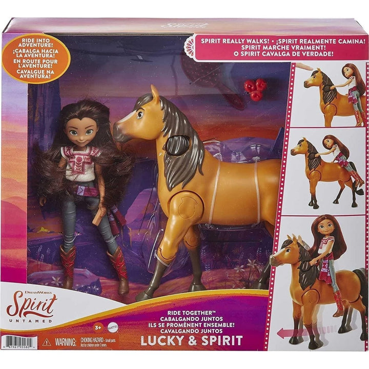 Spirit Untamed Lucky Doll and Horse Ride Together DreamWorks Moving Walking Set Mattel Image 2