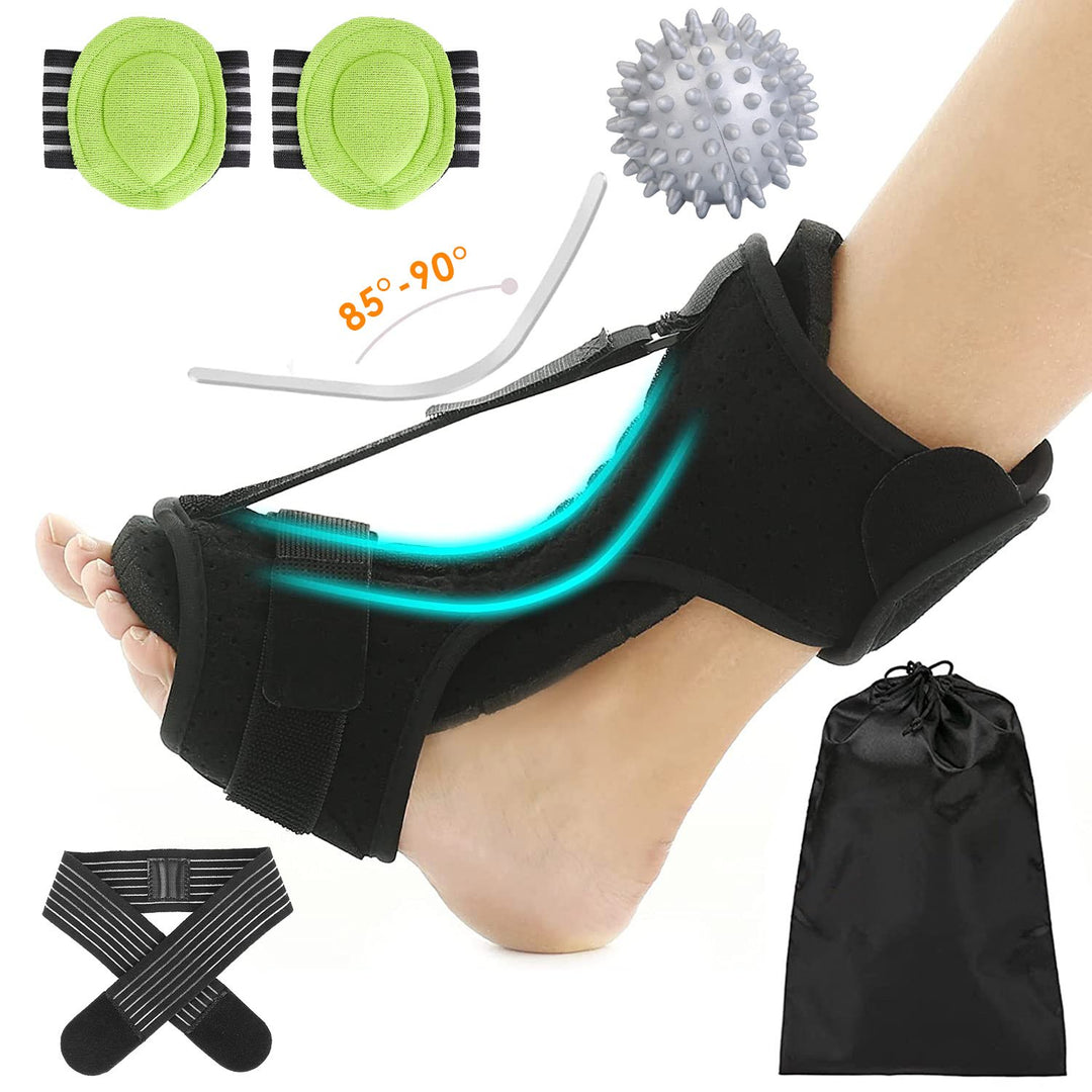 Plantar Fasciitis Night Splint Adjustable Black Orthotic Brace Support 25cm Image 1