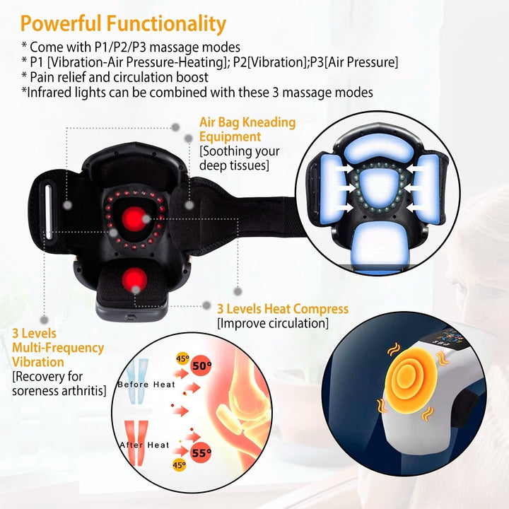 Electric Rechargeable Knee Massager with Heat Timer Air Pressure and Temperature Control Image 3