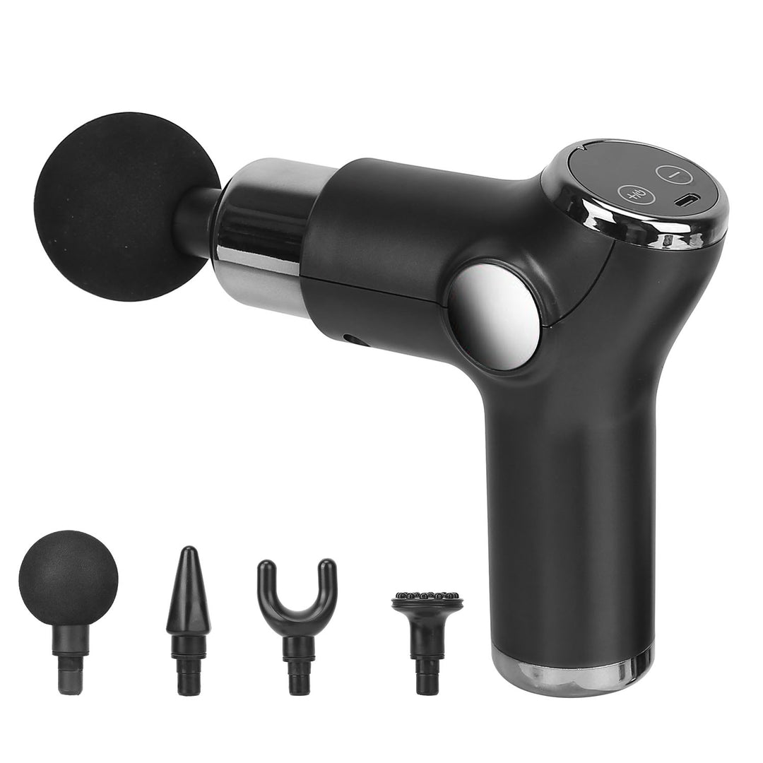 Massage Gun Deep Tissue Percussion Massager Black Rechargeable 32 Intensities Image 1