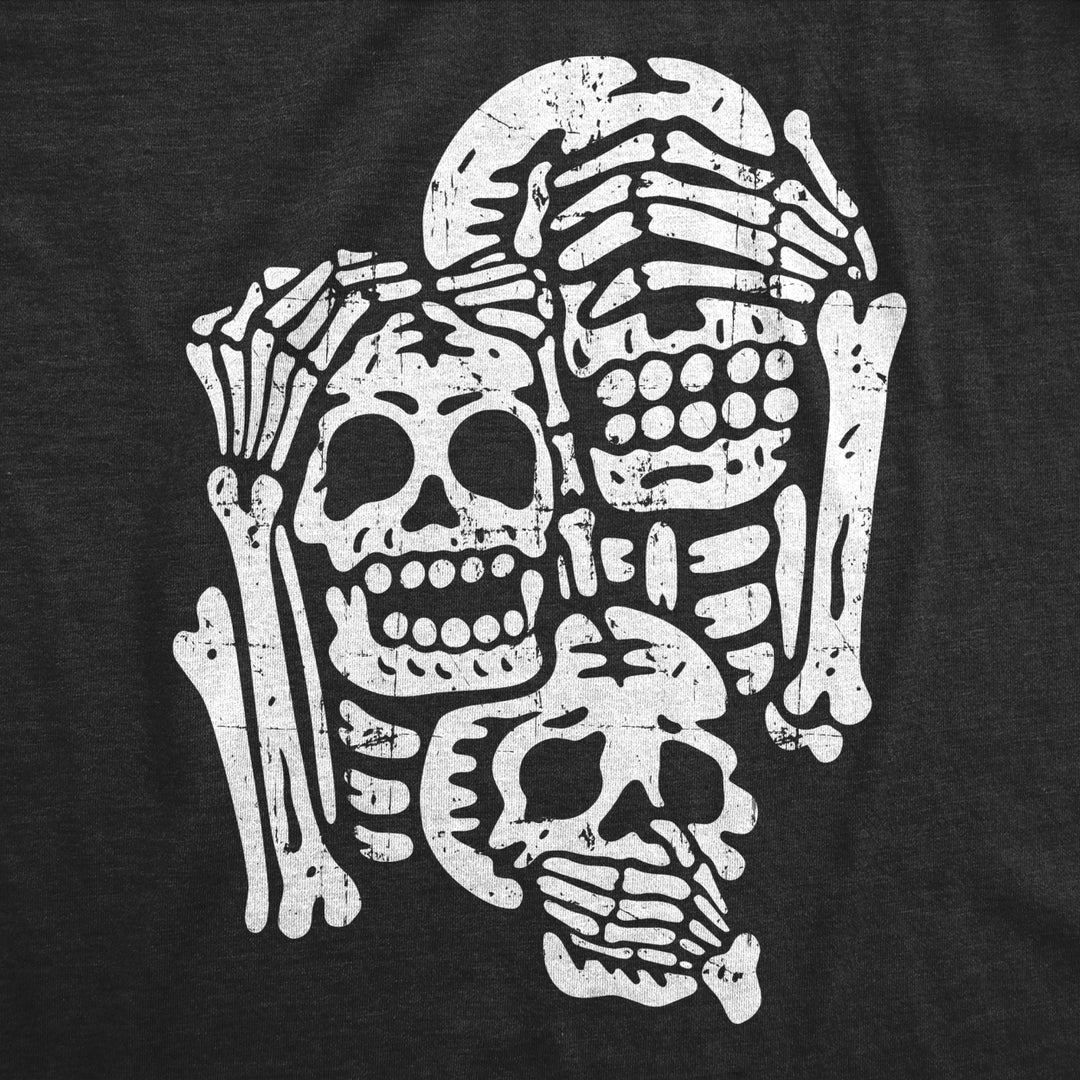 Mens Three Wise Skeletons T Shirt Funny Spooky Halloween Party Joke Tee For Guys Image 2