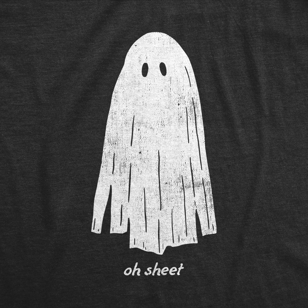 Mens Oh Sheet T Shirt Funny Spooky Halloween Party Ghost Bedsheet Joke Tee For Guys Image 2