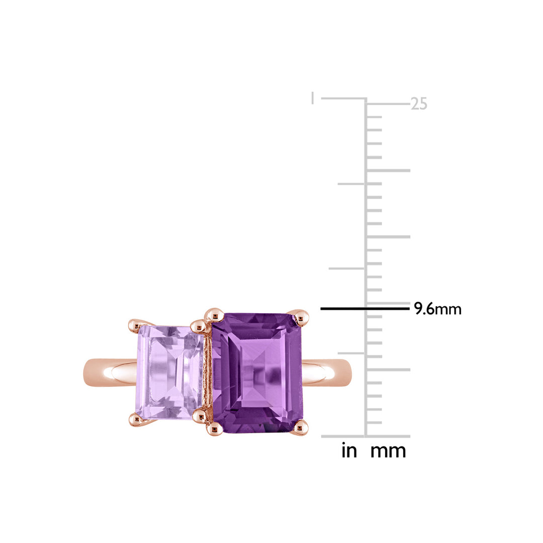 3.10 Carat (ctw) Amethyst and Pink Amethyst Octagon Ring in Rose Plated Sterling Silver Image 4