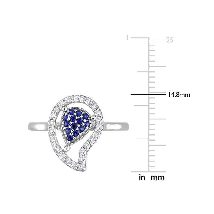 3/8 Carat (ctw) Lab-Created Blue Sapphire and White Topaz Pave Ring in Sterling Silver Image 3