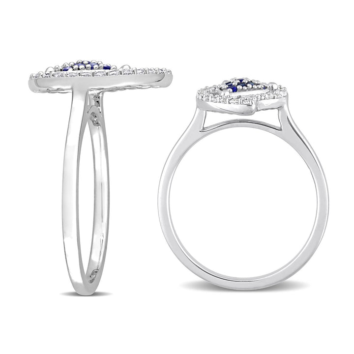 3/8 Carat (ctw) Lab-Created Blue Sapphire and White Topaz Pave Ring in Sterling Silver Image 4