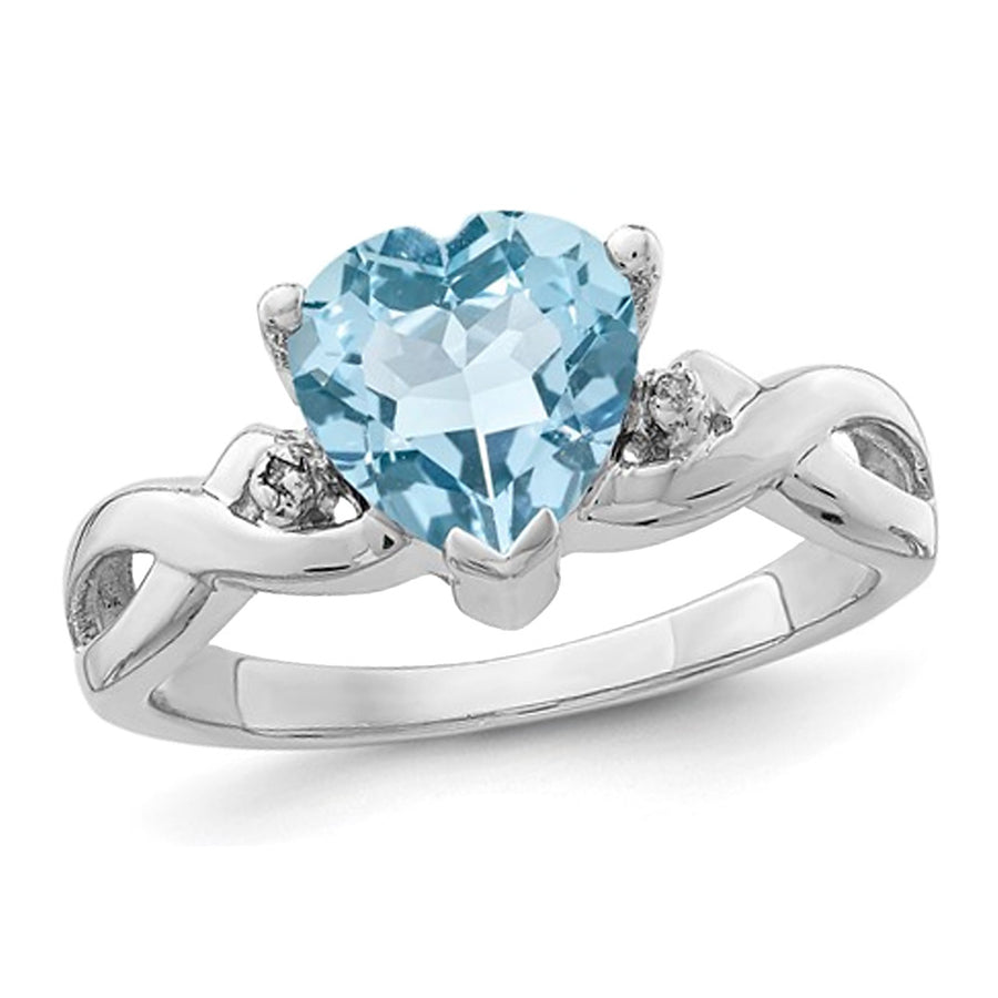 2.05 Carat (ctw) Blue Topaz Solitaire Heart Ring in Sterling Silver Image 1