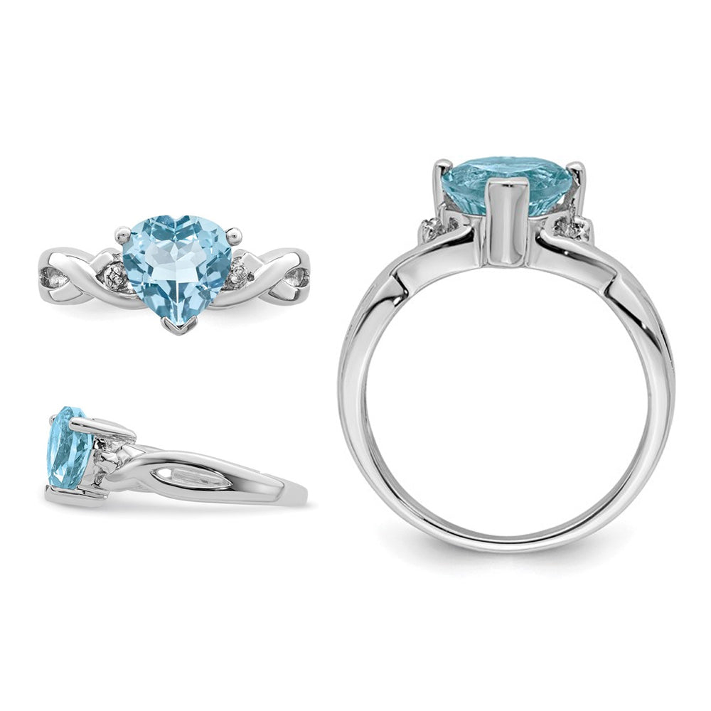 2.05 Carat (ctw) Blue Topaz Solitaire Heart Ring in Sterling Silver Image 2