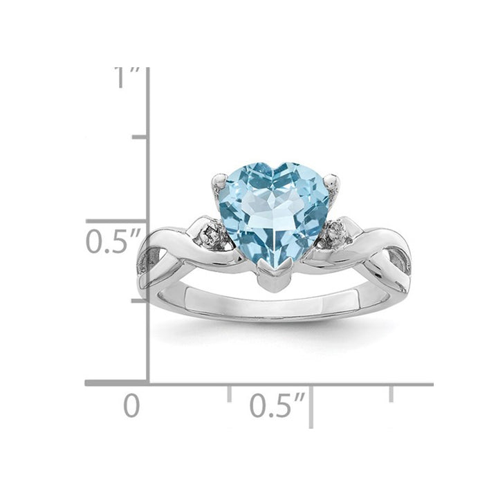 2.05 Carat (ctw) Blue Topaz Solitaire Heart Ring in Sterling Silver Image 3