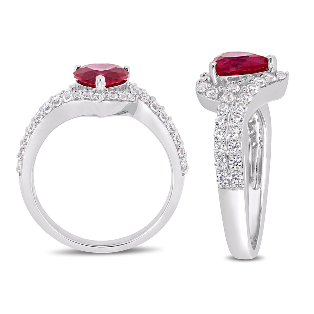 2.49 Carat (ctw) Lab-Created Ruby and White Sapphire Ring in Sterling Silver Image 2