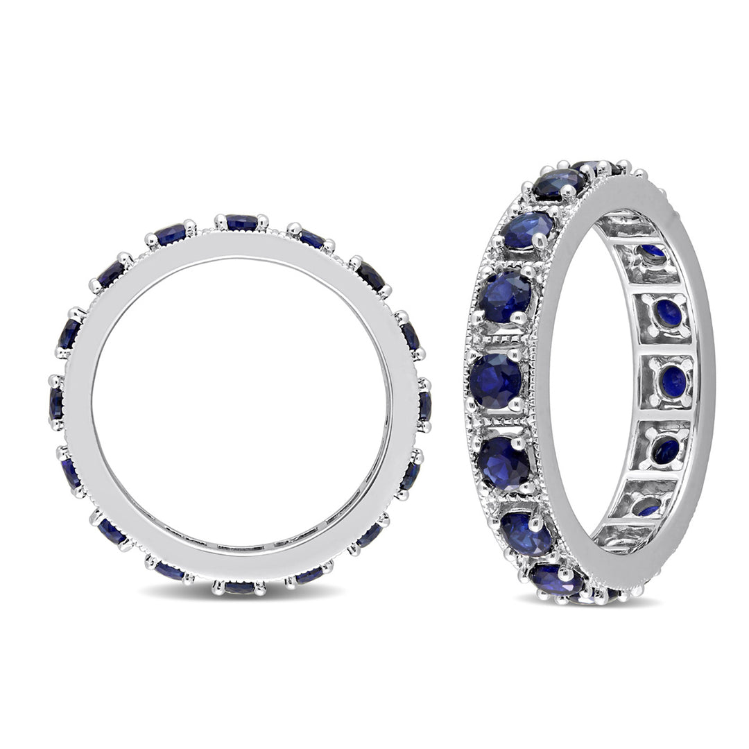 1.92 Carat (ctw) Lab-Created Blue Sapphire Eternity Band Ring in Sterling Silver Image 4