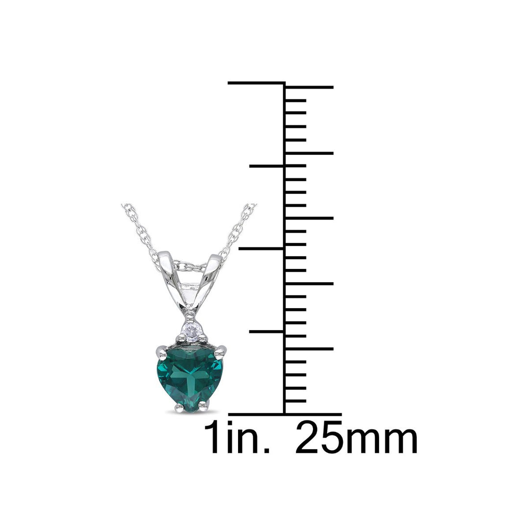 2/5 Carat (ctw) Lab-Created Emerald Heart Pendant Necklace in 10K White Gold with Chain Image 2