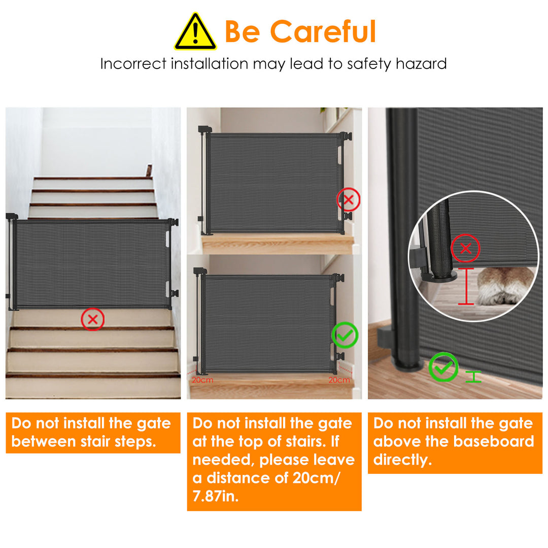 Retractable Baby Safety Gate Extra Wide 61in Black Mesh Child Pet Indoor Outdoor Image 4