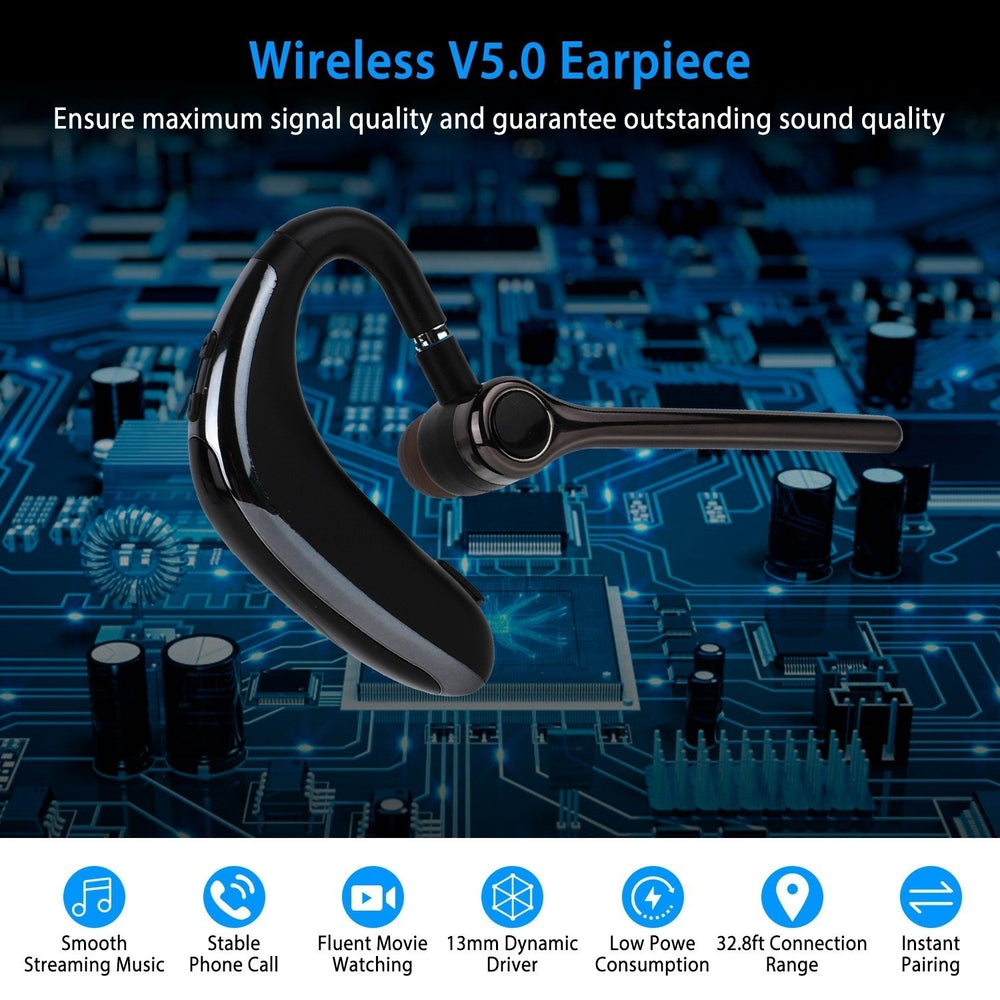 Wireless V5.0 Earpiece Noise Cancelling Earbuds IPX4 Waterproof Driving Earphone Image 2