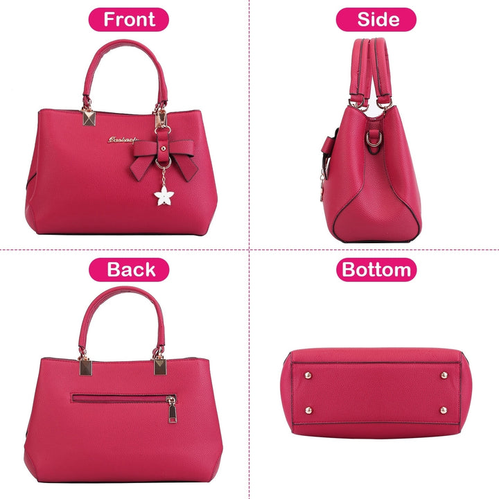 Women Soft Leather Handbag Tote Shoulder Crossbody Bag 7 Cells Zipper Purse Handle Bag Phone Cosmetic Bags with 47.64in Image 4