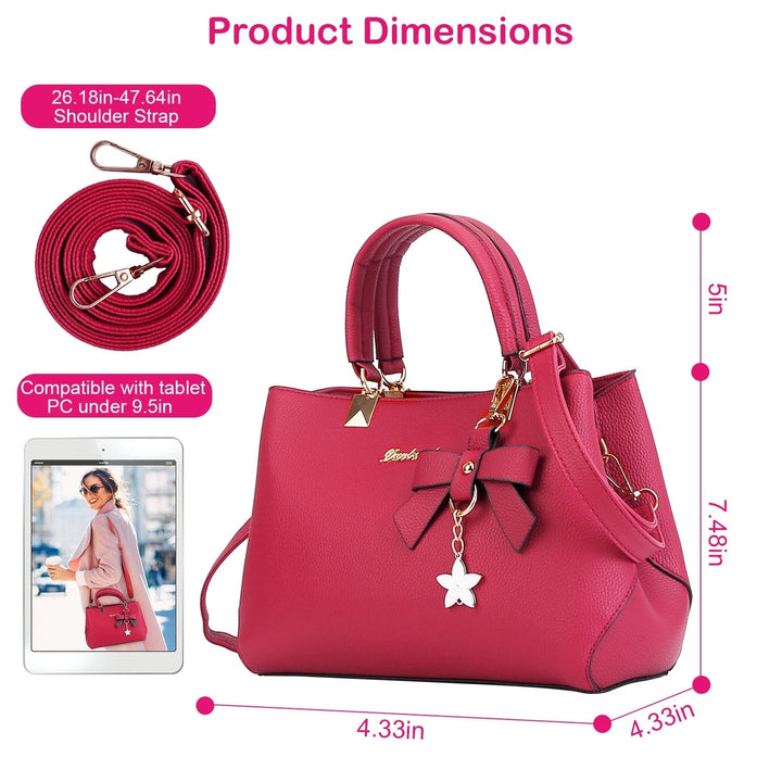 Women Soft Leather Handbag Tote Shoulder Crossbody Bag 7 Cells Zipper Purse Handle Bag Phone Cosmetic Bags with 47.64in Image 6