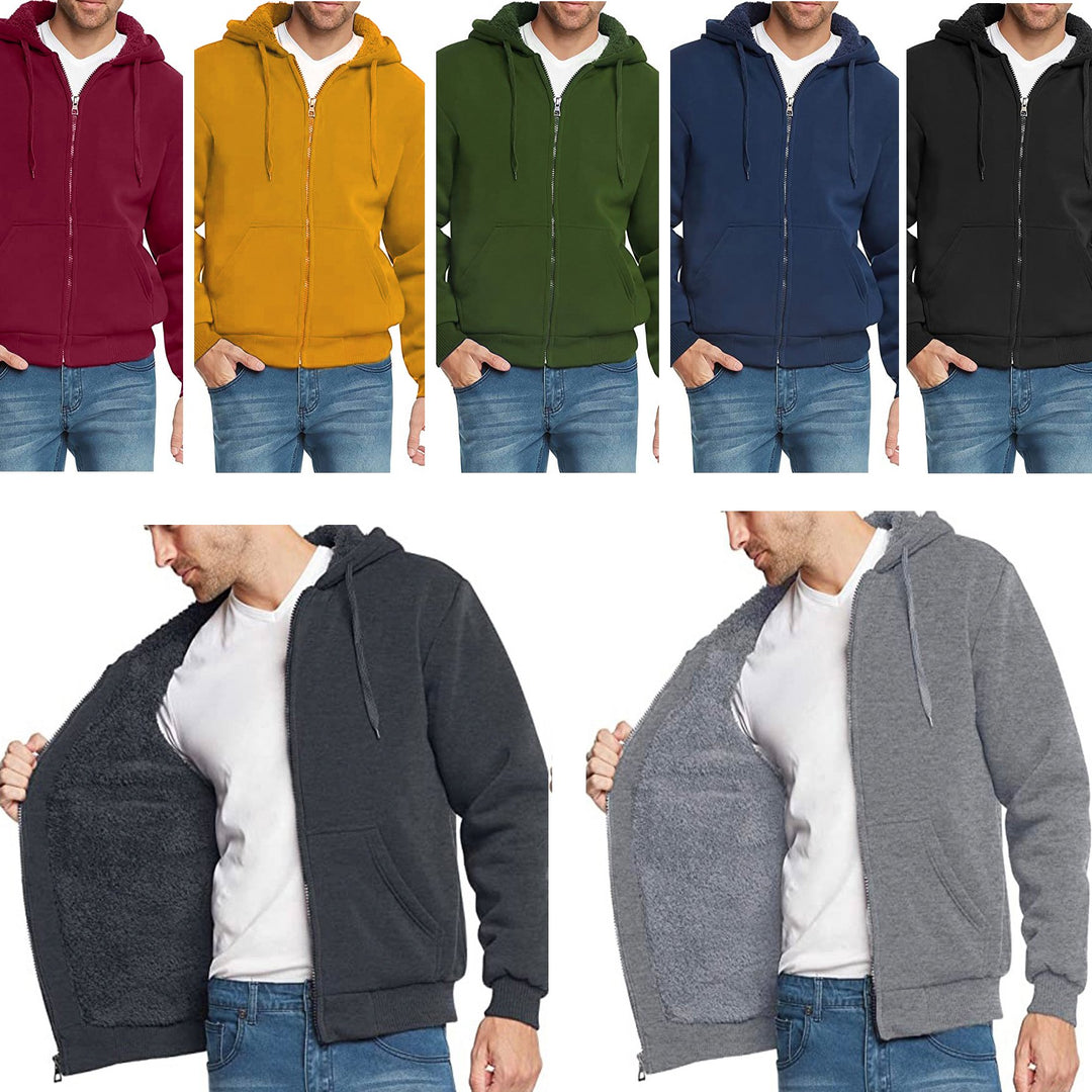 Mens Extra-Thick Sherpa Lined Fleece Hoodie Big Tall Sizes Comfortable Warm Image 2