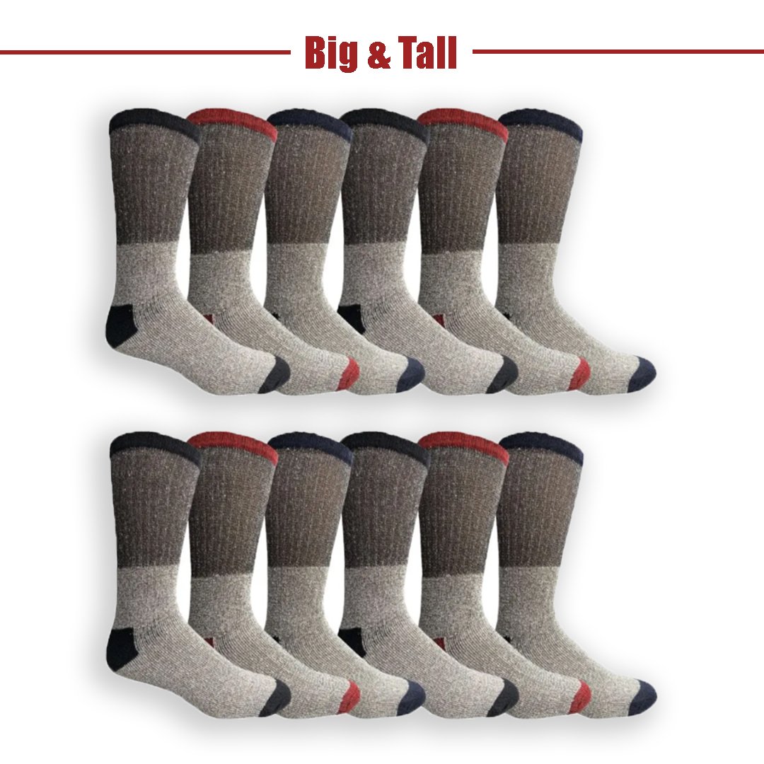 Mens Big and Tall Thermal Insulated Crew Socks 12 Pairs Warm Fuzzy Size 10-15 Image 4