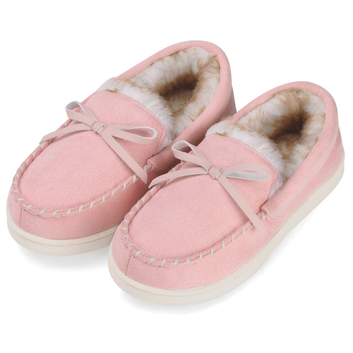 VONMAY Kids Slippers Faux faux Lined Moccasins Memory Foam Non-Slip House Shoes Image 1