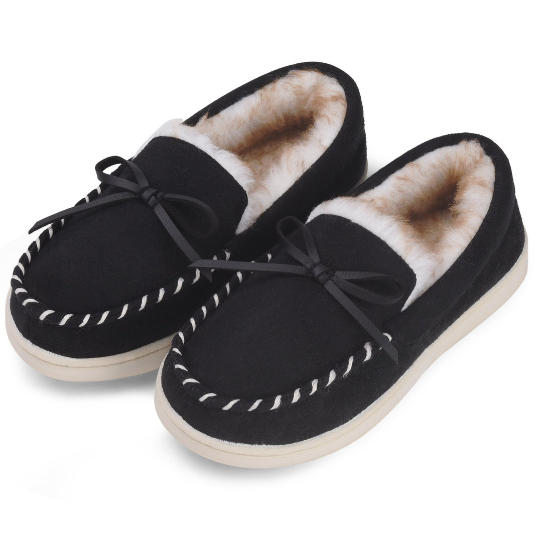 VONMAY Kids Slippers Faux faux Lined Moccasins Memory Foam Non-Slip House Shoes Image 3