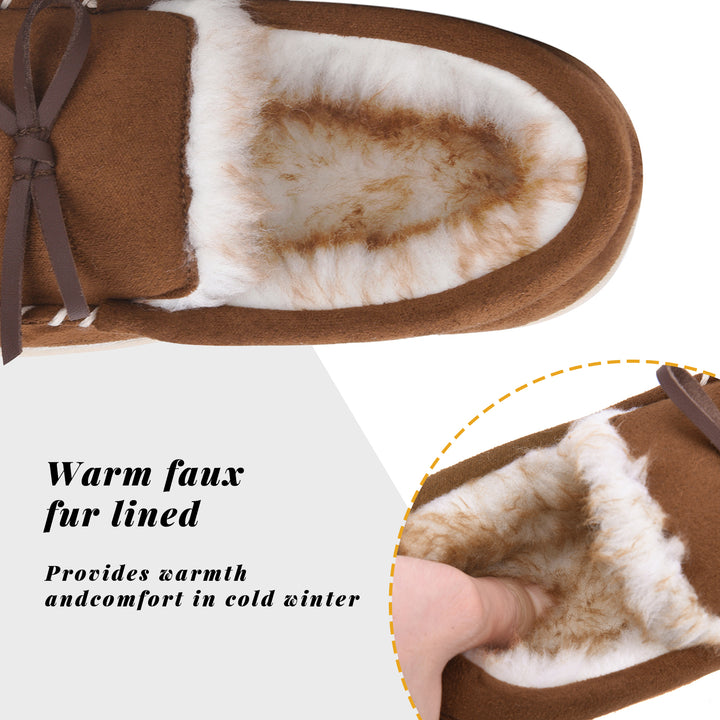 VONMAY Kids Slippers Faux faux Lined Moccasins Memory Foam Non-Slip House Shoes Image 4