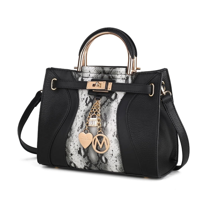 Cassia Snake embossed Vegan Leather Women s Satchel Handbag by Mia K Image 1