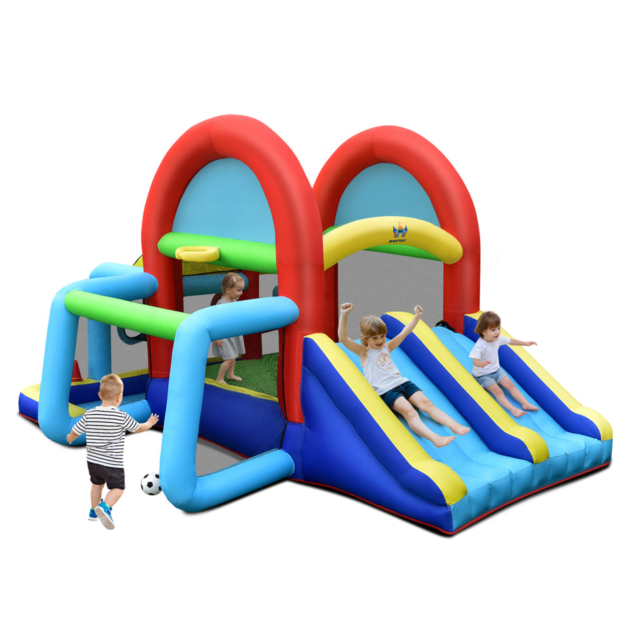 Kids Inflatable Bounce House Bouncer Castle w/ Double Slides Without Blower Image 1