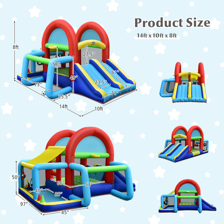 Kids Inflatable Bounce House Bouncer Castle w/ Double Slides Without Blower Image 2